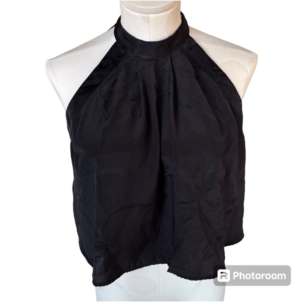 BCBG Cropped Halter Neck Flowy Blouse